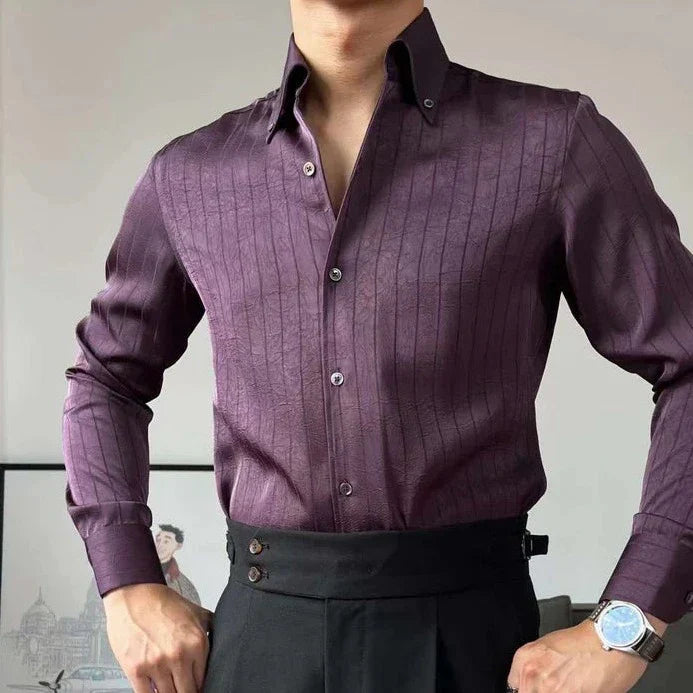 Camisa de seda listrada com botões