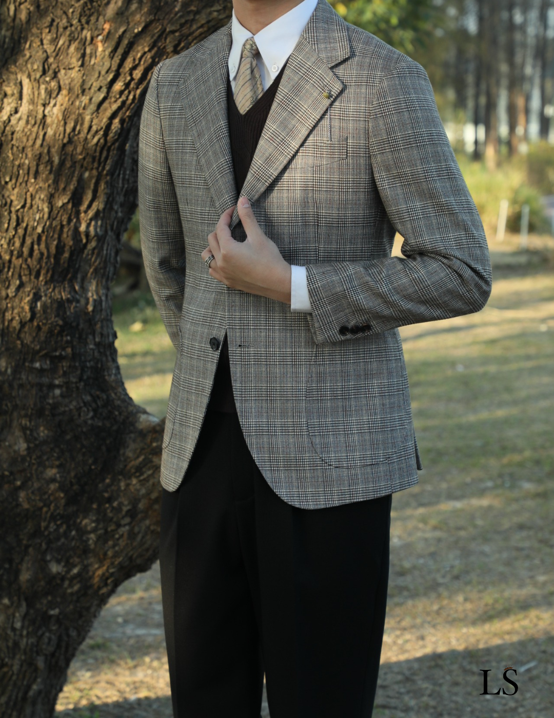 Blazer xadrez Glen com dois botões