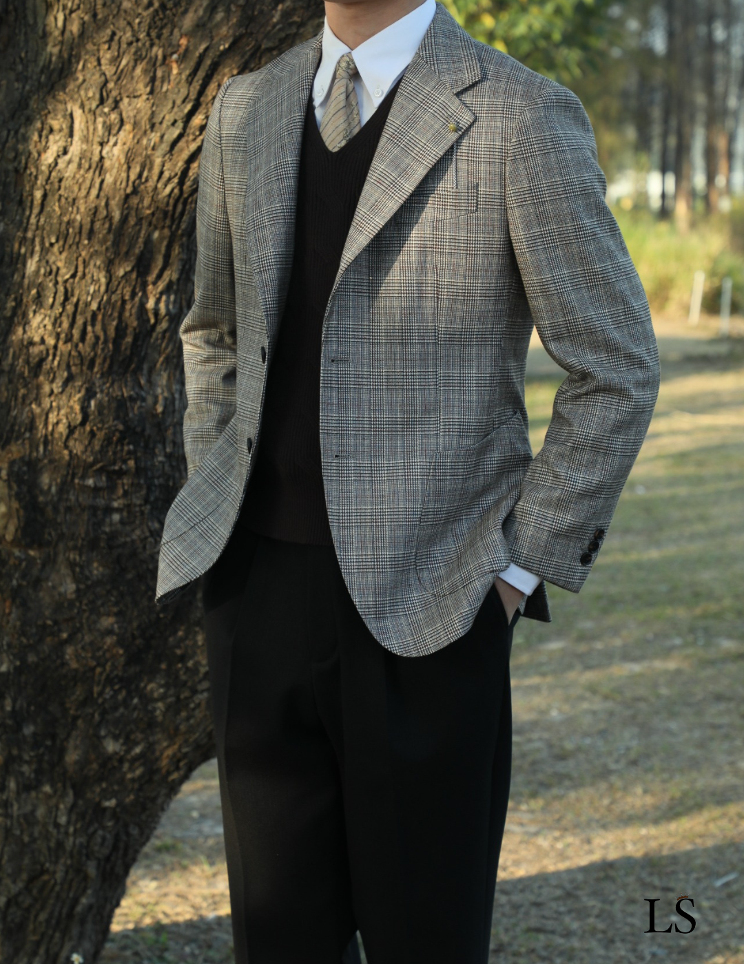 Blazer xadrez Glen com dois botões