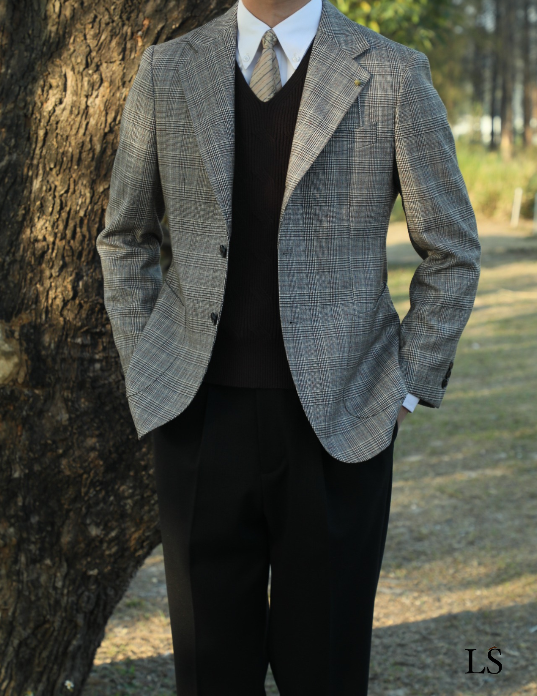 Blazer xadrez Glen com dois botões
