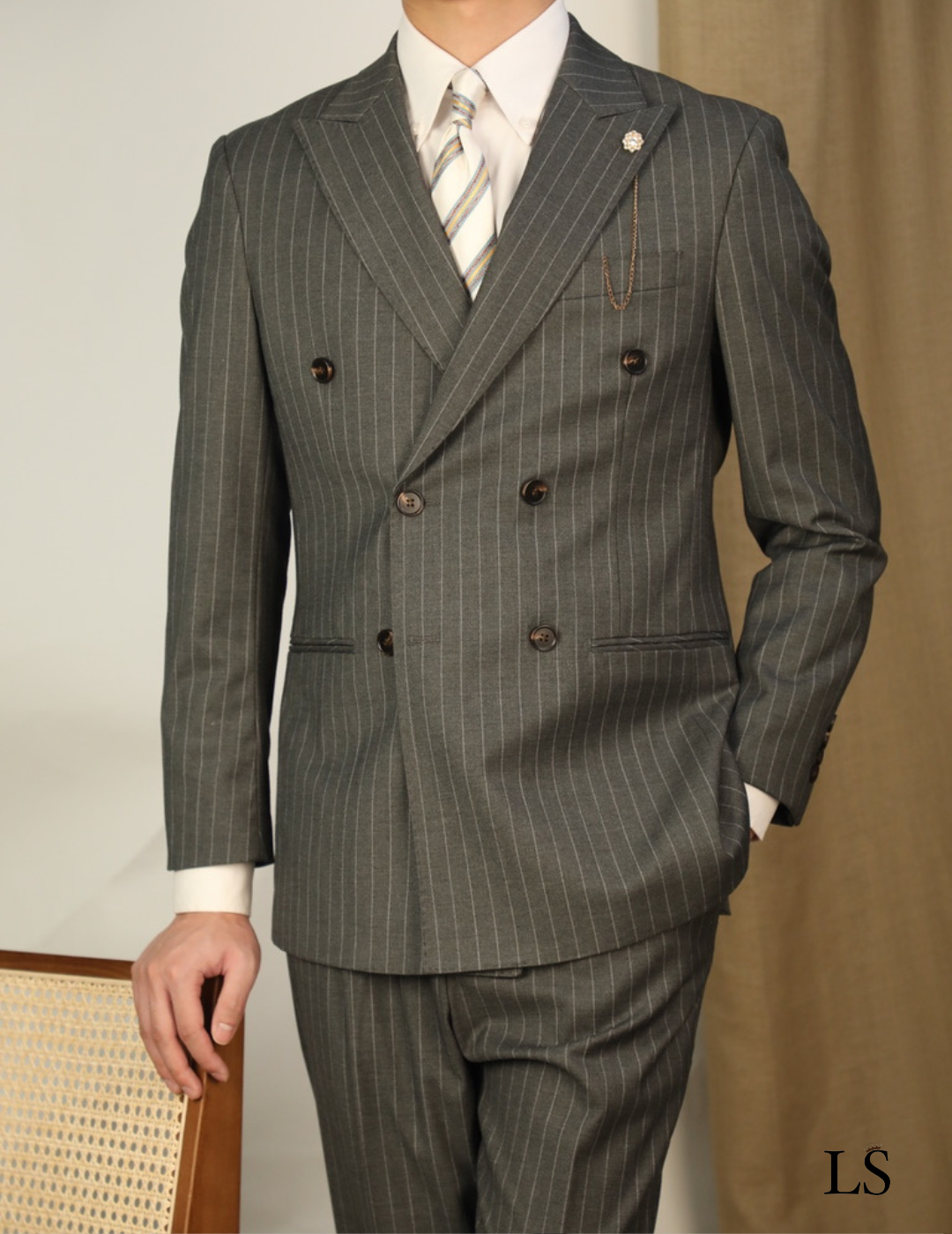 Gray Modena Sartoriale Pinstripe Costume