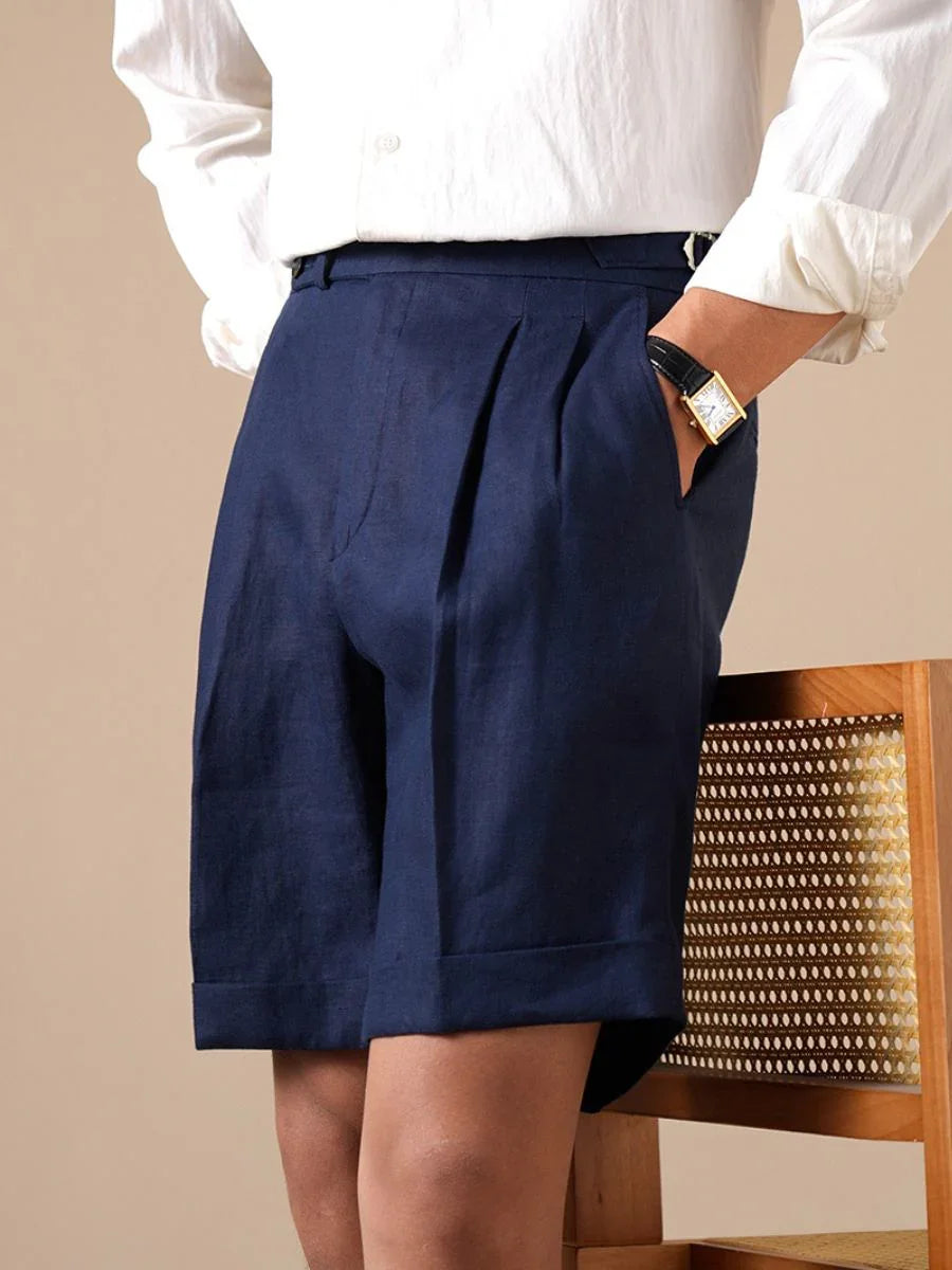Shorts de cintura alta em linho Loops Tursi