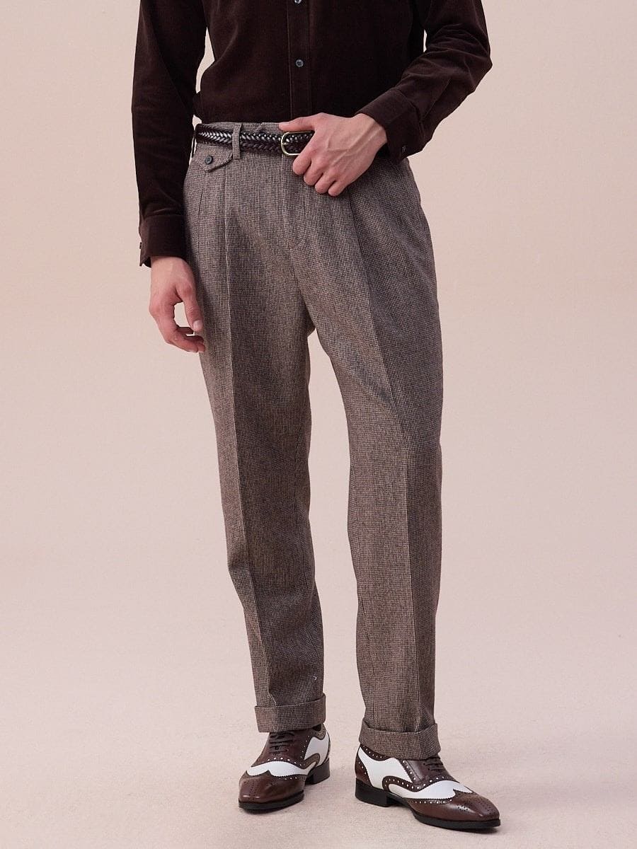 Piemonte High Waisted Wool Belt Loop Pants
