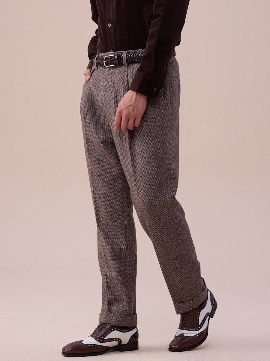 Piemonte High Waisted Wool Belt Loop Pants