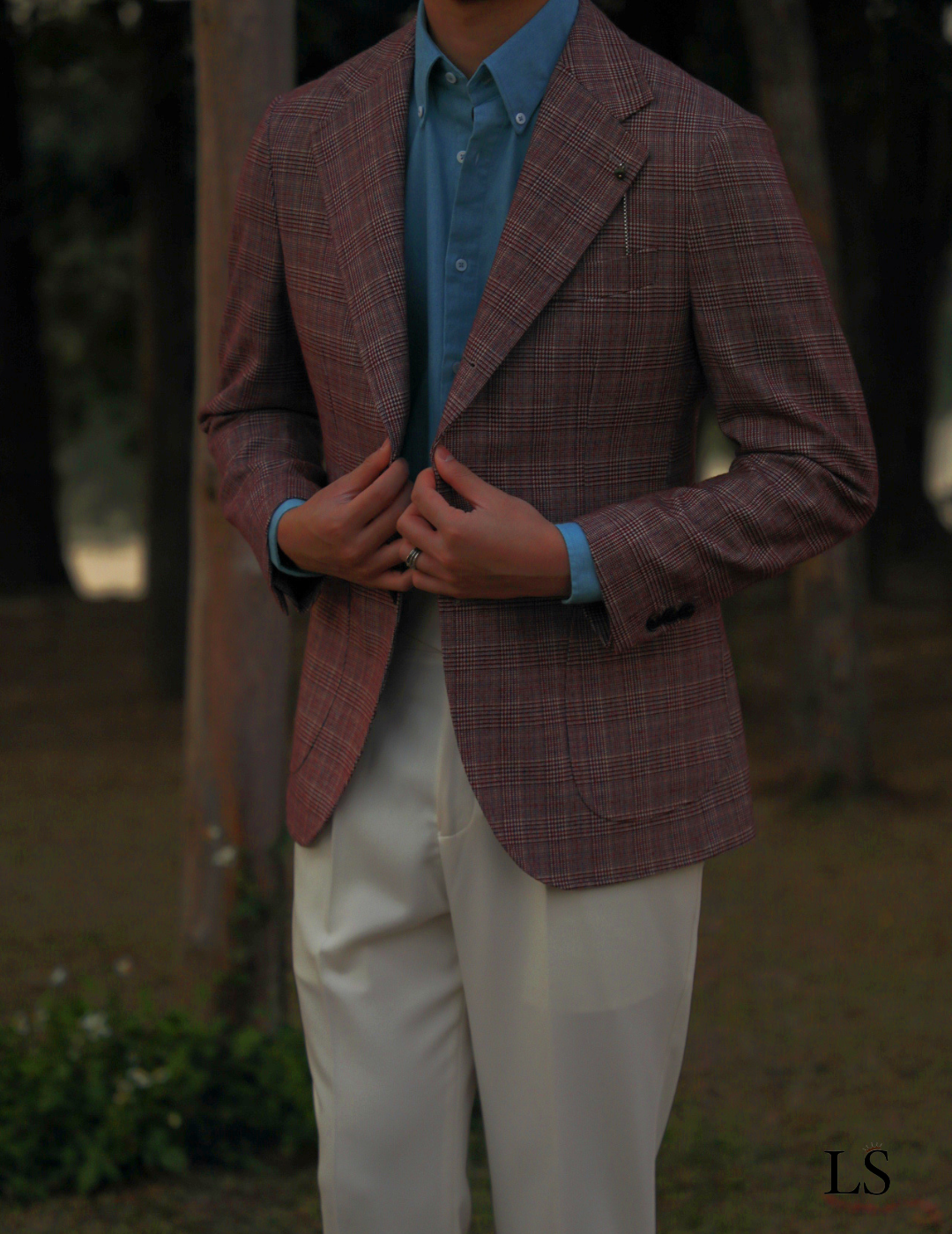 Blazer xadrez Glen com dois botões