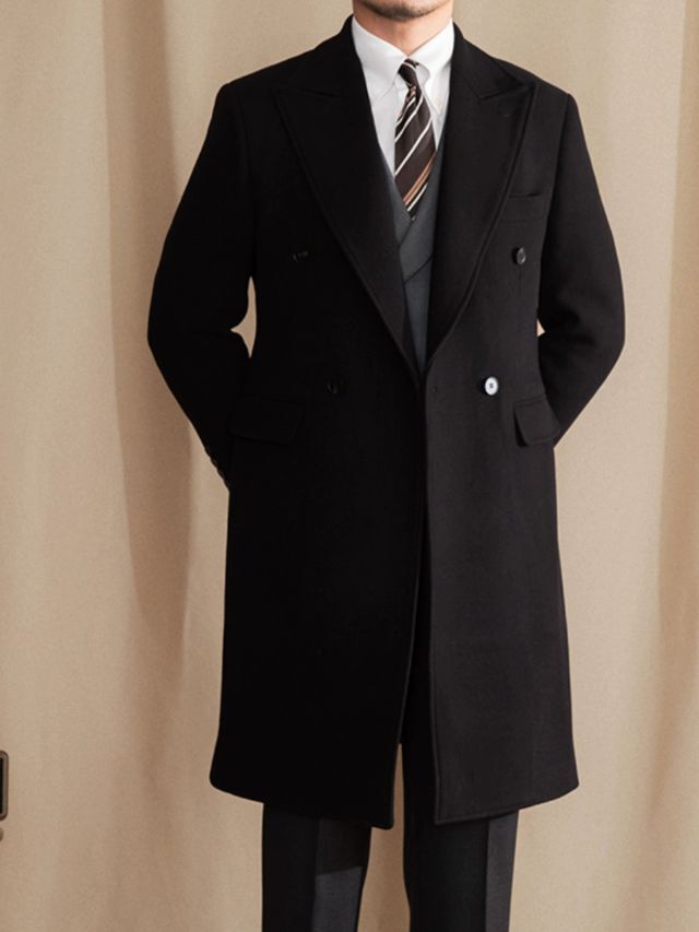 Double Breasted Padua Overcoat Black