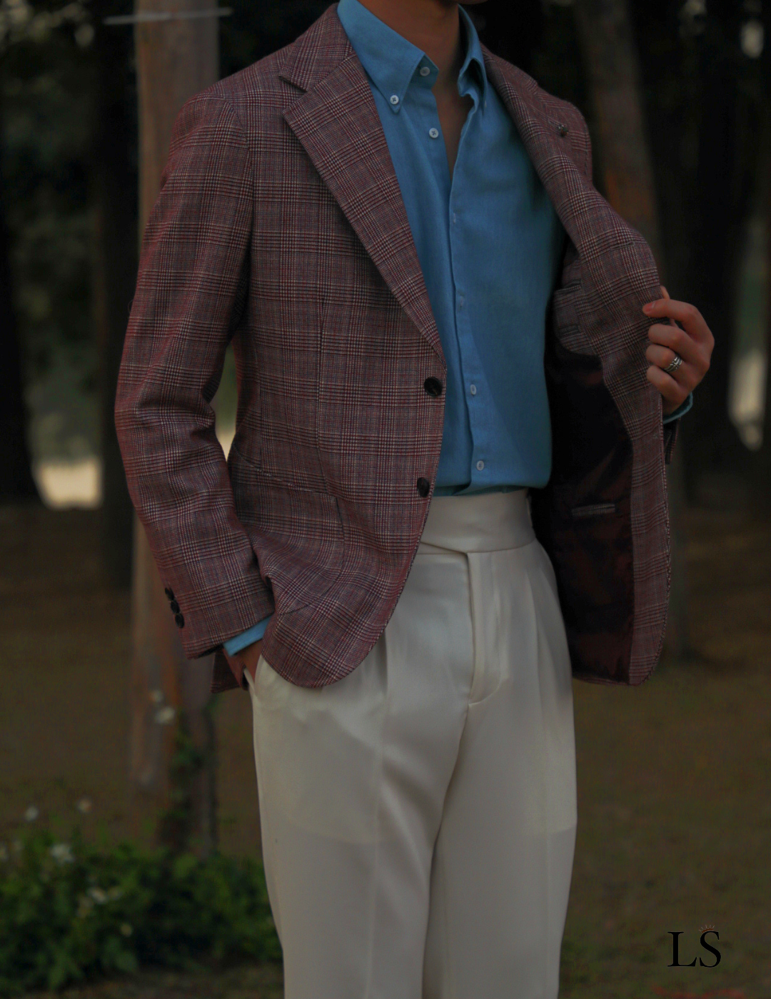 Blazer xadrez Glen com dois botões