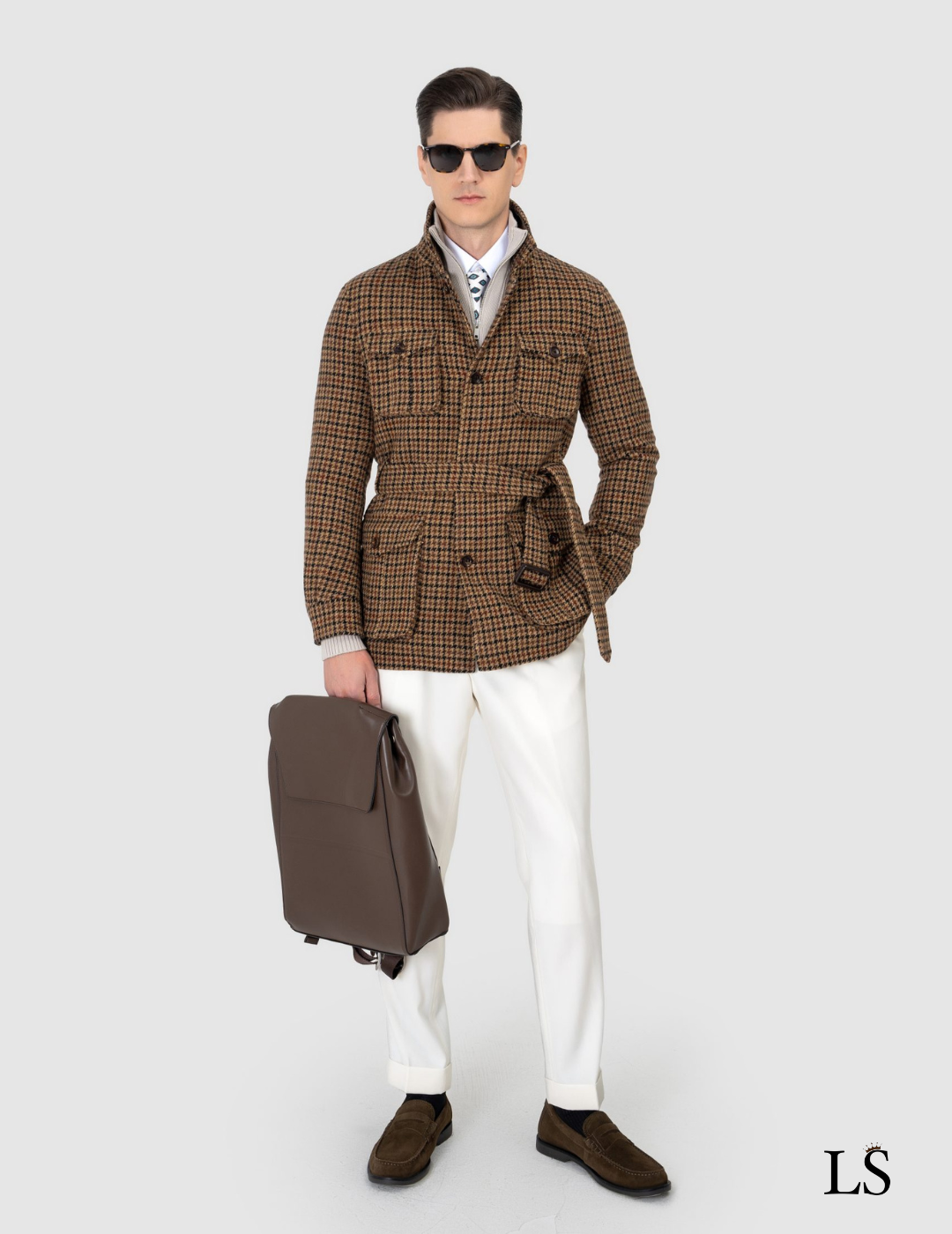 Tweed Safari Jacket with Belt