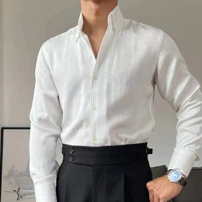 Camisa de seda listrada com botões