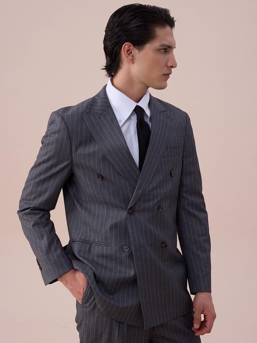 Terno cinza risca de giz Modena Sartorial