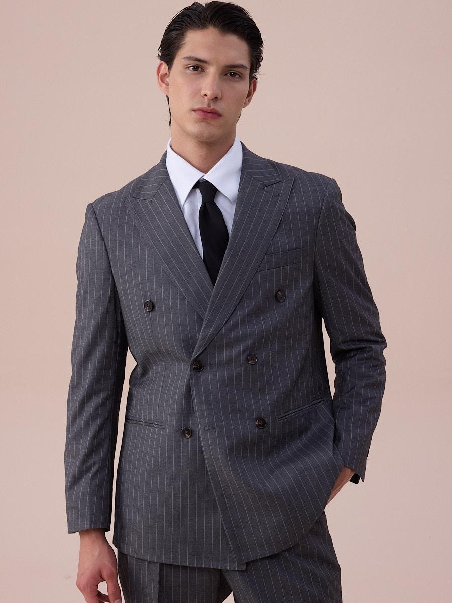 Terno cinza risca de giz Modena Sartorial