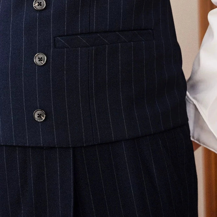Colete Transpassado Risca de Giz Peak Lapel