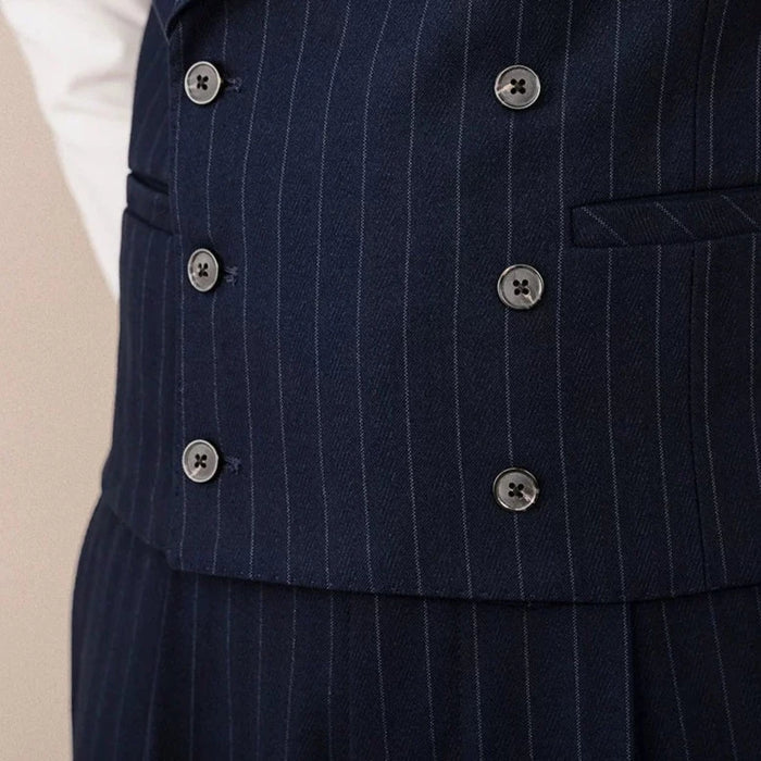 Colete Transpassado Risca de Giz Peak Lapel