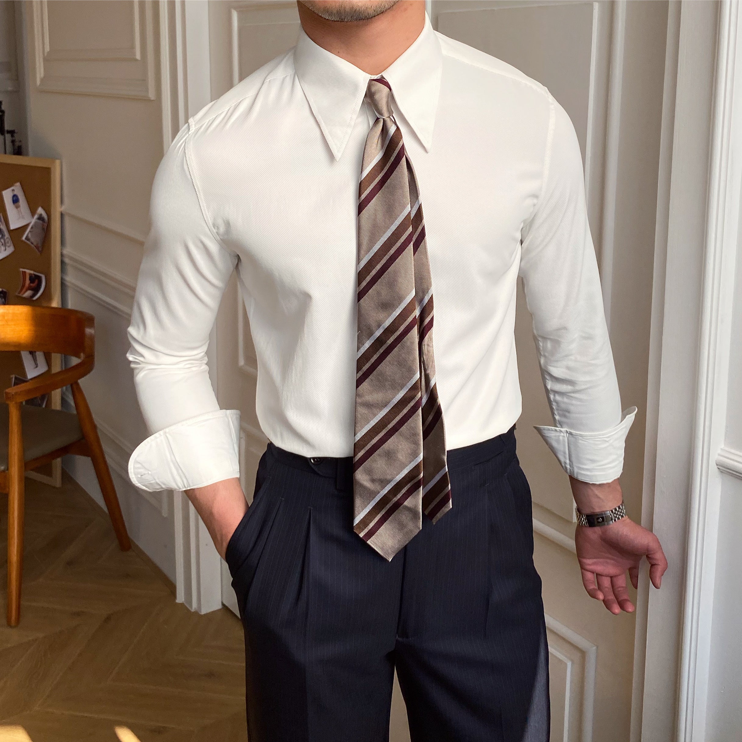 Camisa social masculina com laço LS020