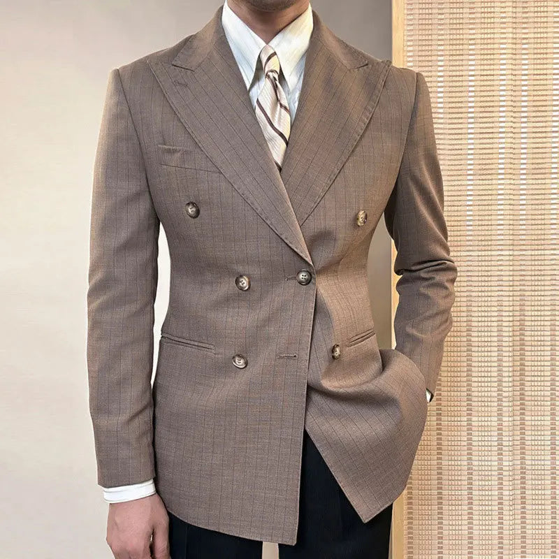 Blazer de abotoamento duplo com laço LS033