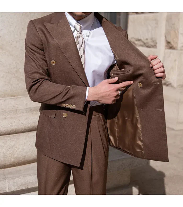 Terno masculino slim fit com sobreposição e detalhe de laço LS006
