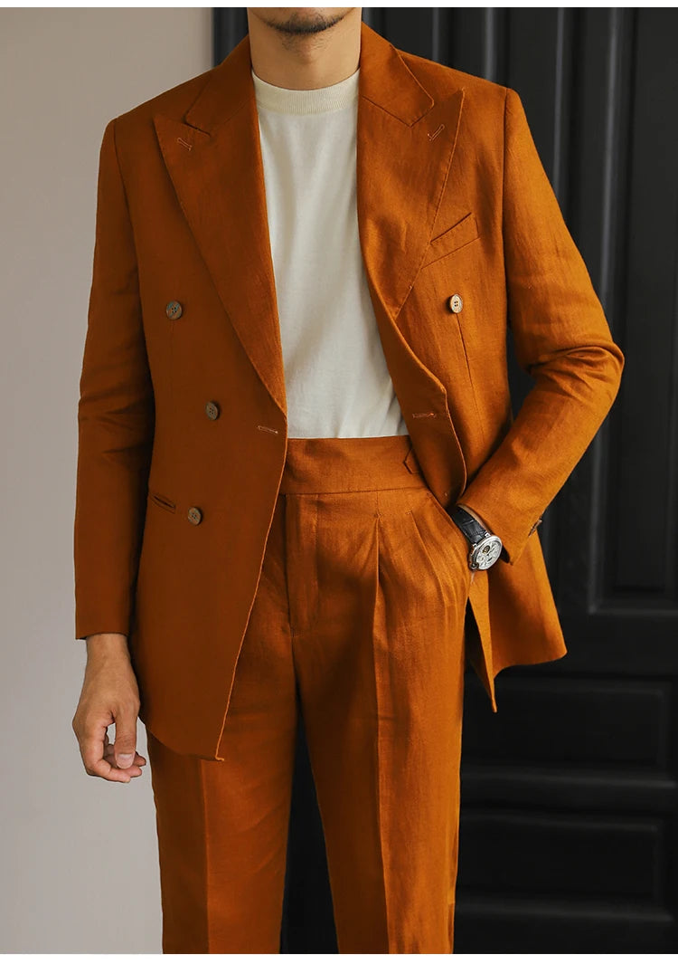 Linen Wrap Suit with Looped Detail LS035