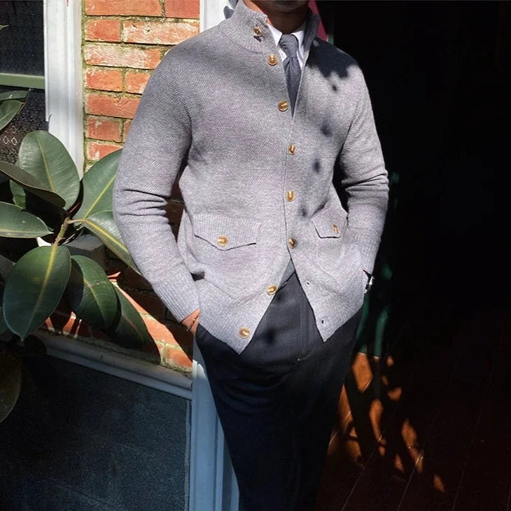Cardigan Inglês com Bolsos Frontais
