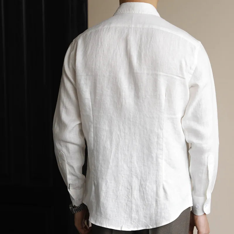 Men's Linen Dress Shirt Looped LS033