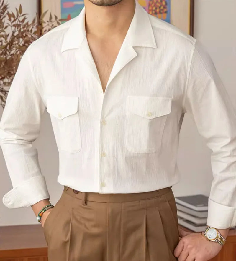 Italian Cuban Collar Shirt LS049