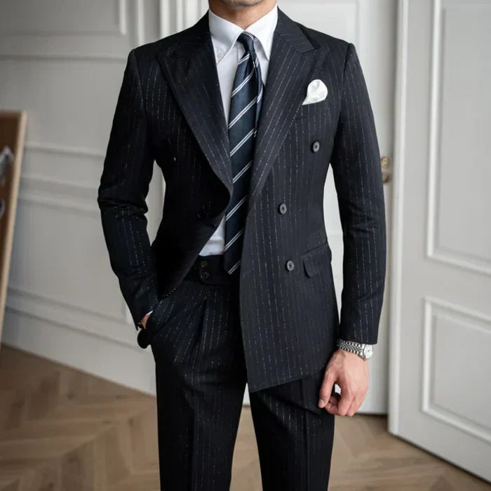 LS012 Pinstripe Overlap Suit