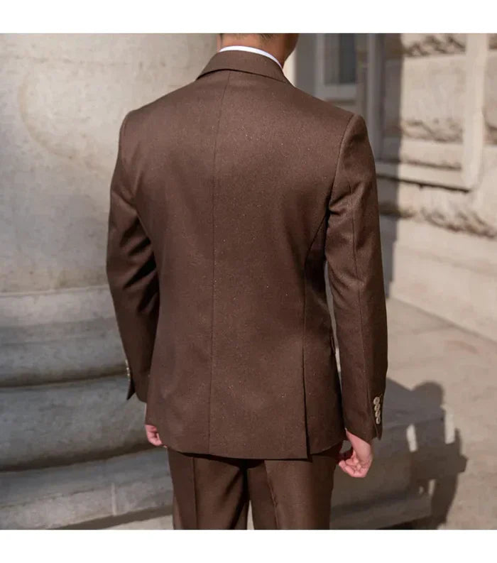 Terno masculino slim fit com sobreposição e detalhe de laço LS006