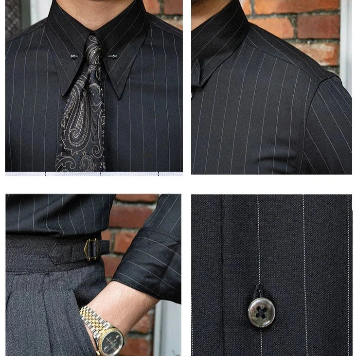 Camisa Listrada com Alfinete