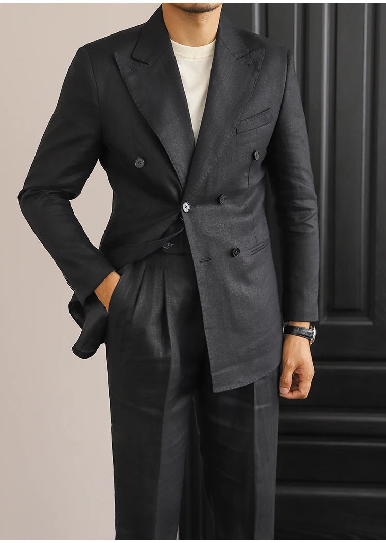 Linen Wrap Suit with Looped Detail LS035