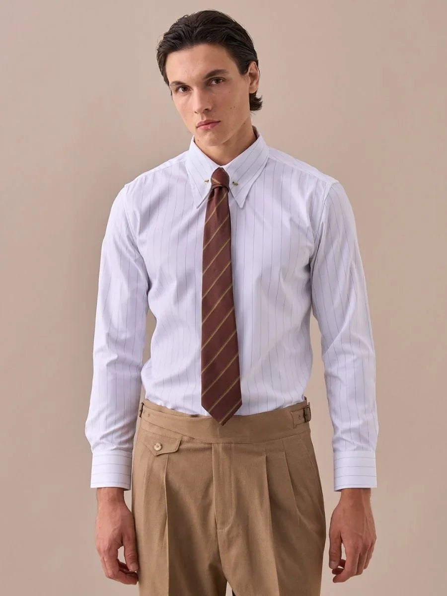 Camisa listrada de manga comprida Loops Italian Wrinkle-Free