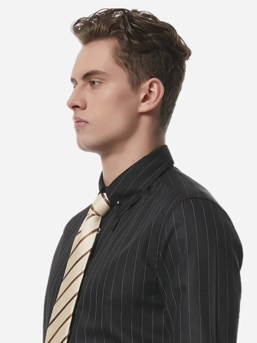 Camisa listrada de manga comprida Loops Italian Wrinkle-Free