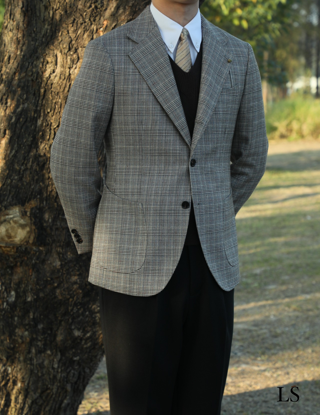 Blazer xadrez Glen com dois botões