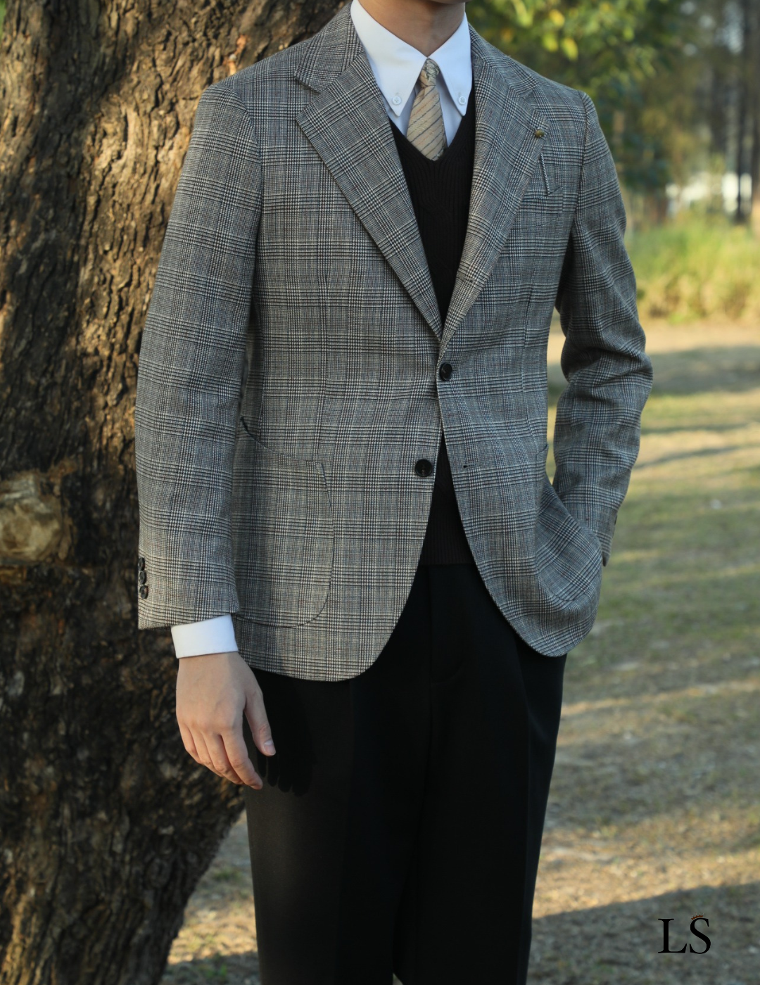 Blazer xadrez Glen com dois botões