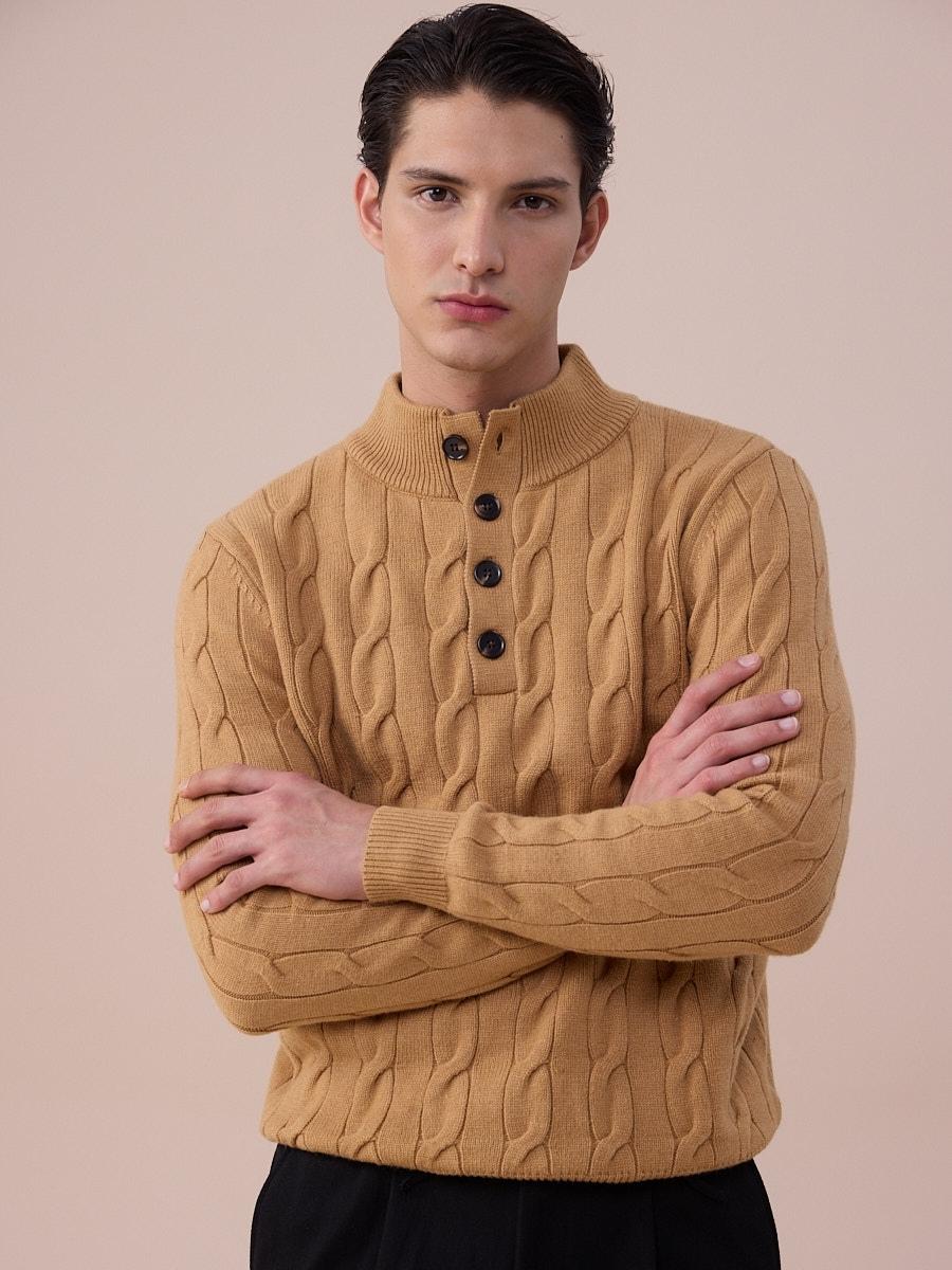 Loops Cable Knit Button Sweater