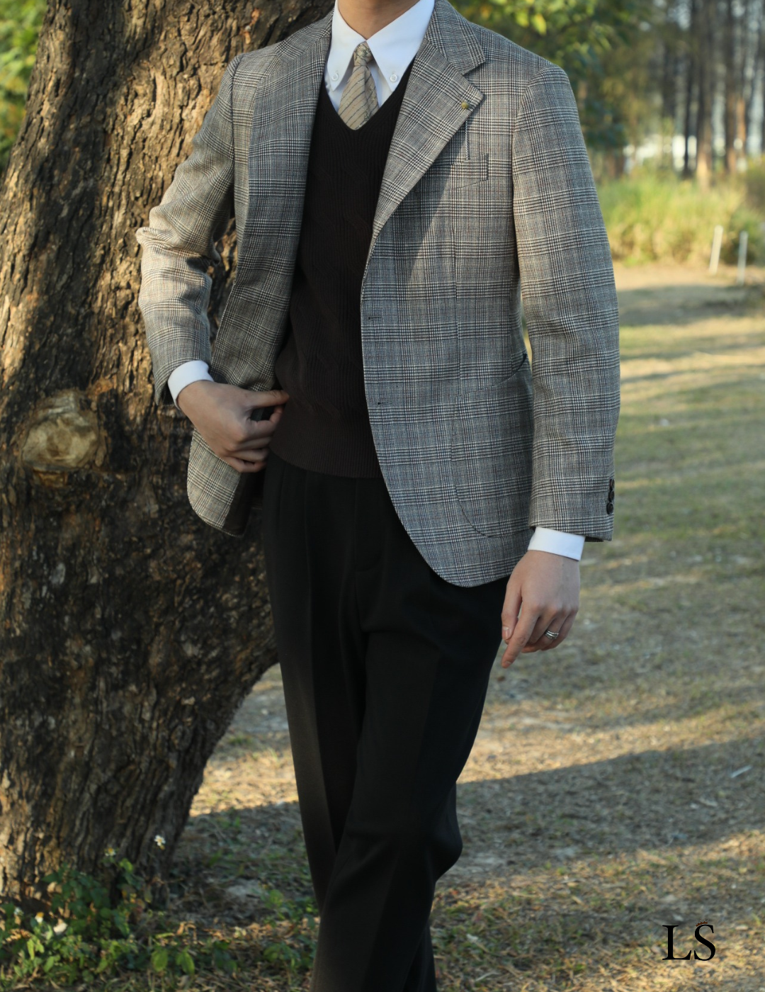 Blazer xadrez Glen com dois botões