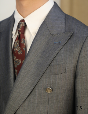 Costume Transpassado Peak Lapel Cinza