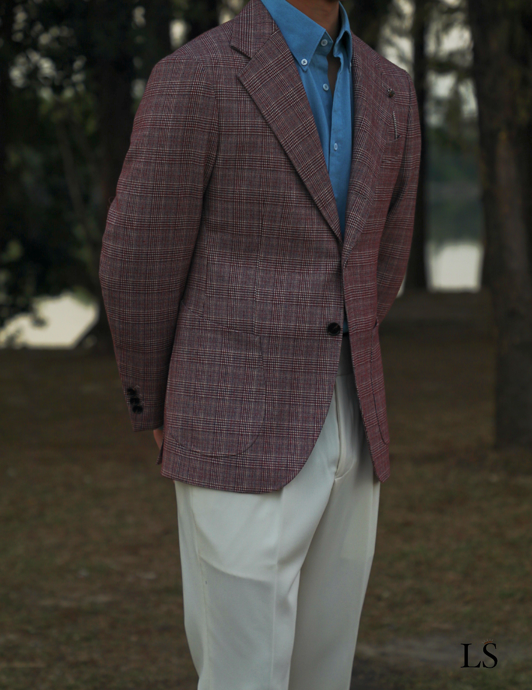 Blazer xadrez Glen com dois botões