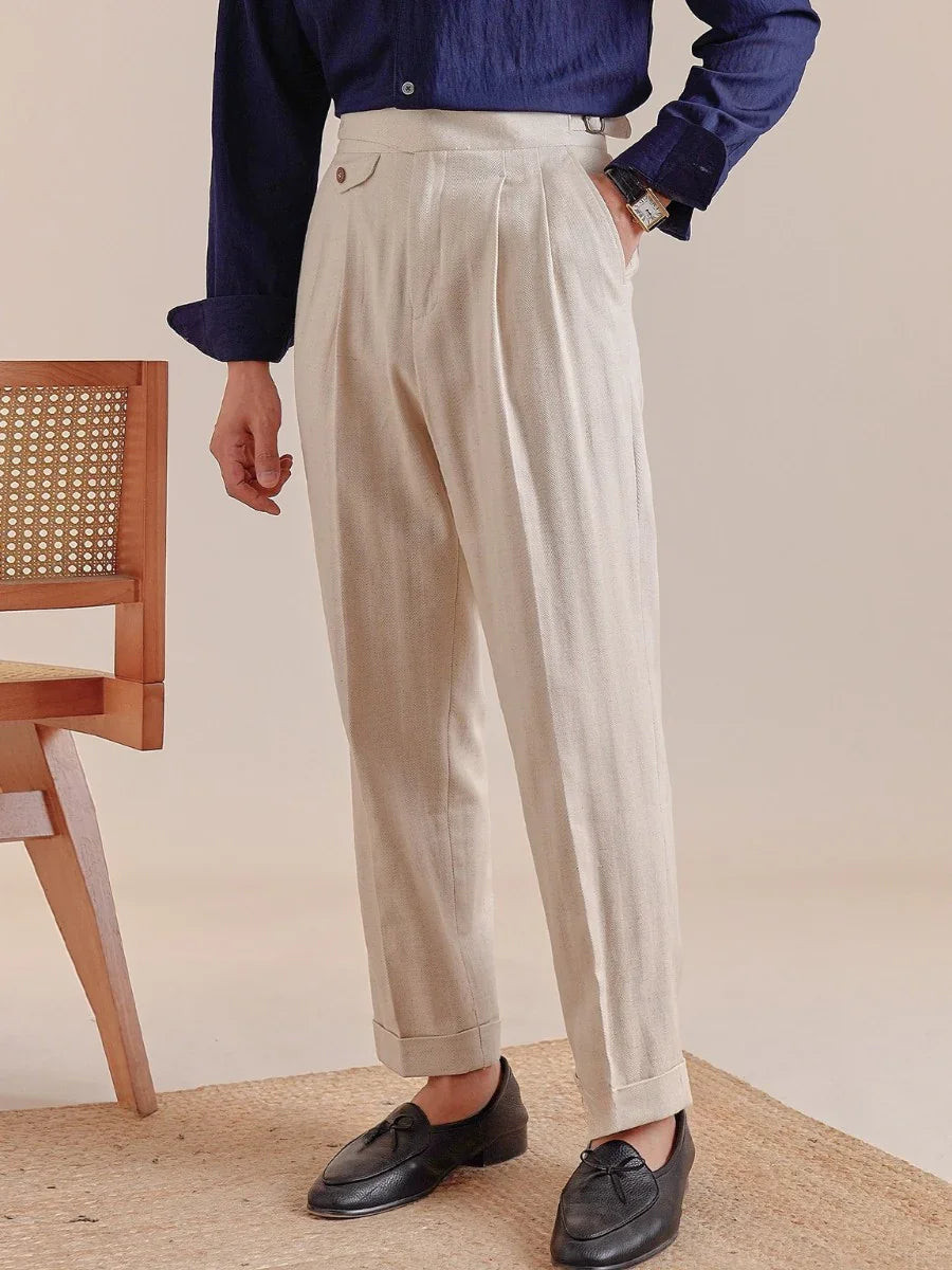 Napoli High Waisted Linen Gurkha Pants