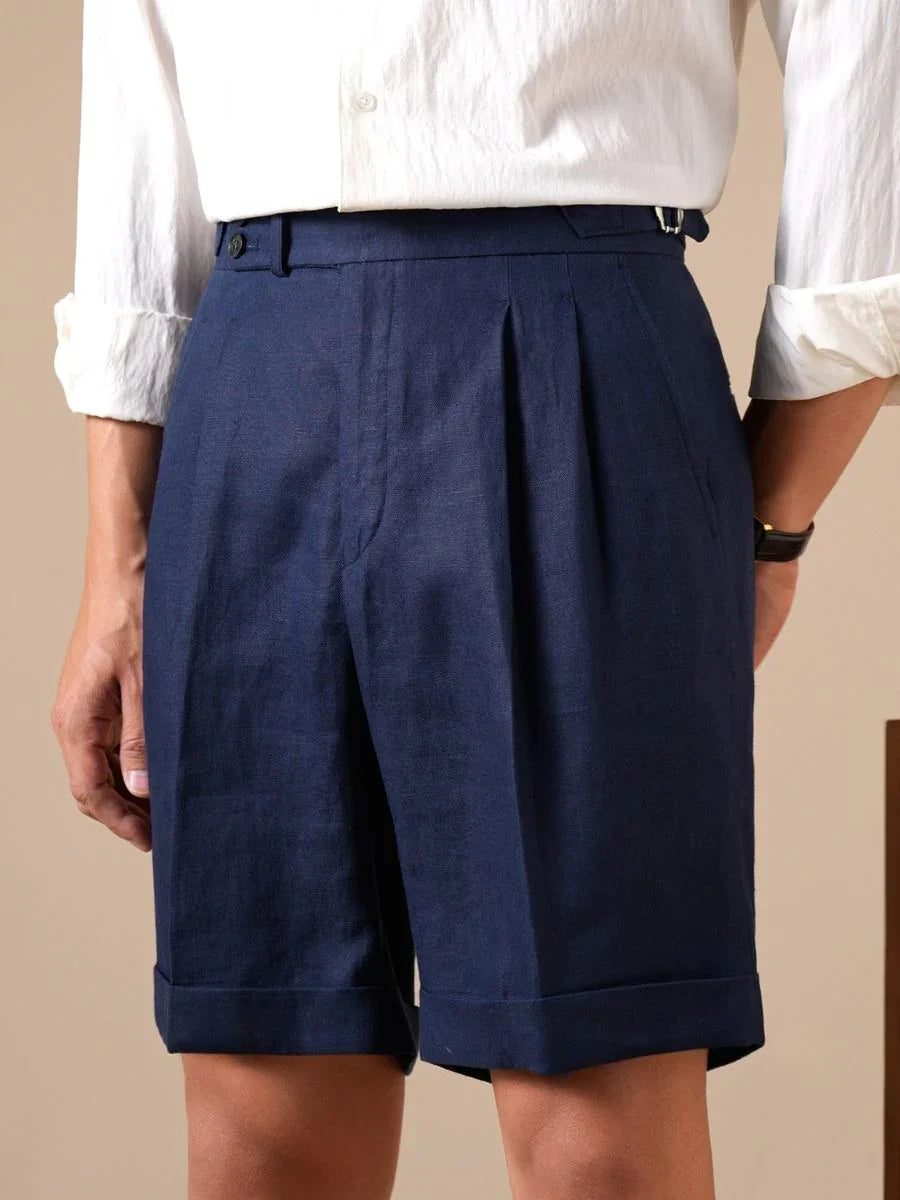 Shorts de cintura alta em linho Loops Tursi