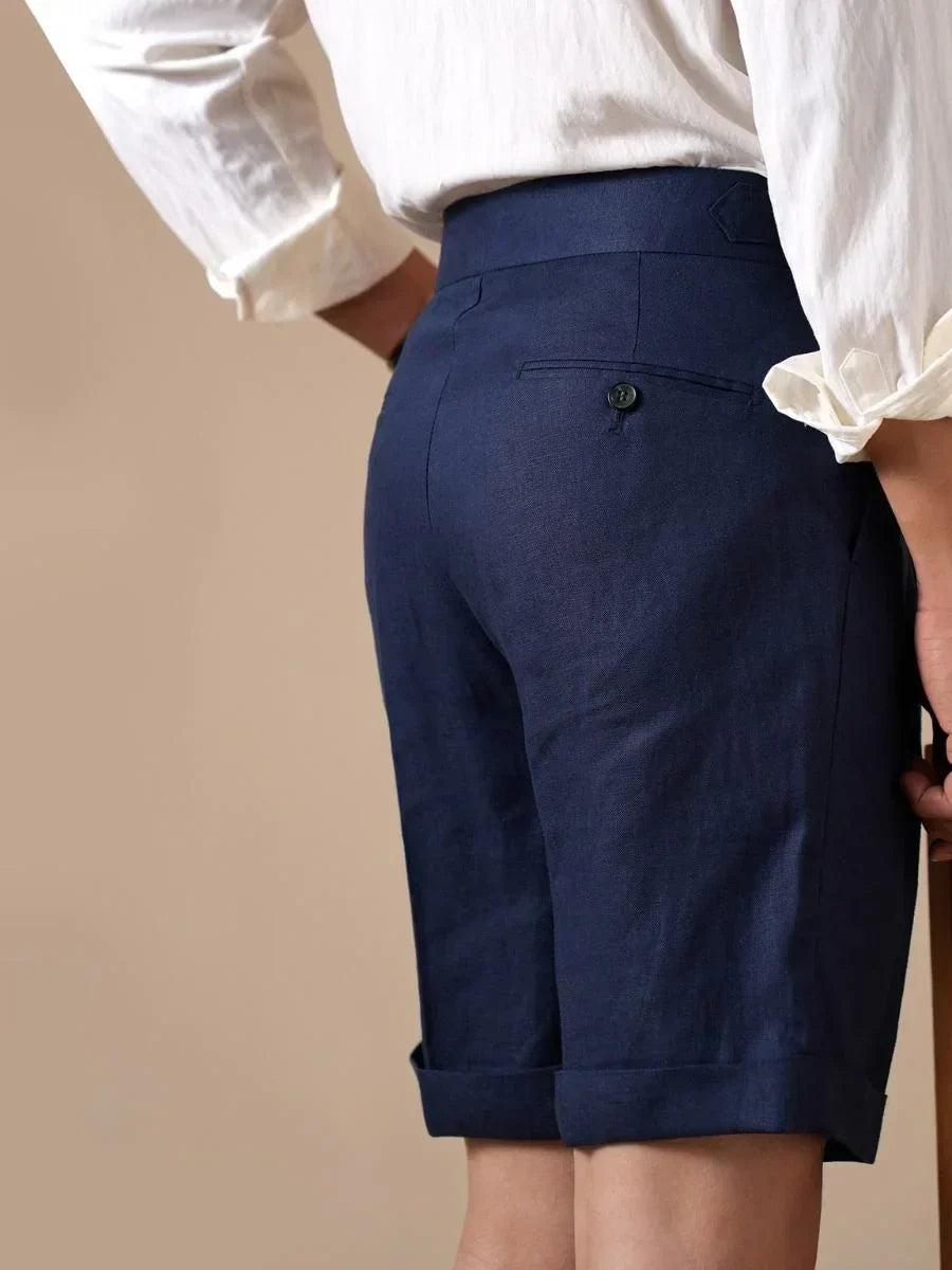 Shorts de cintura alta em linho Loops Tursi