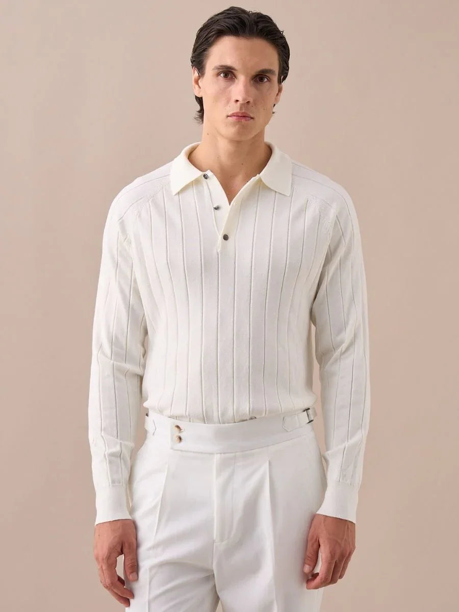 Men’s Ribbed Knit Polo Sweater