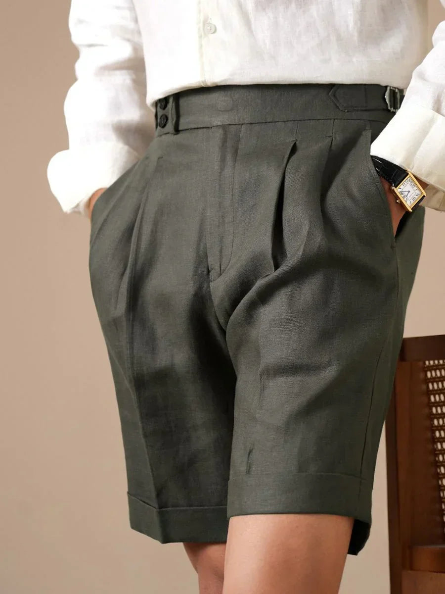 Shorts de cintura alta em linho Loops Tursi
