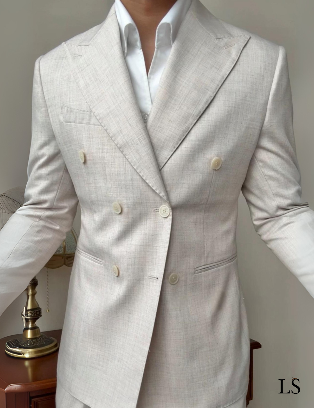 Costume Transpassado Sabbia Di Lino
