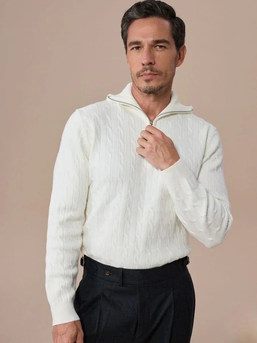 High Neck Textured Pullover