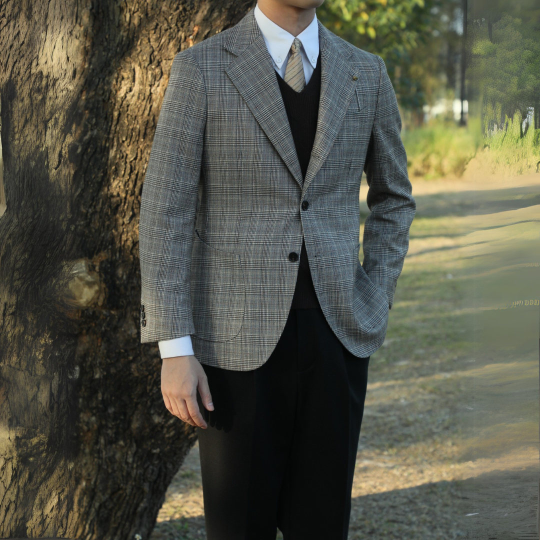 Blazer xadrez Glen com dois botões