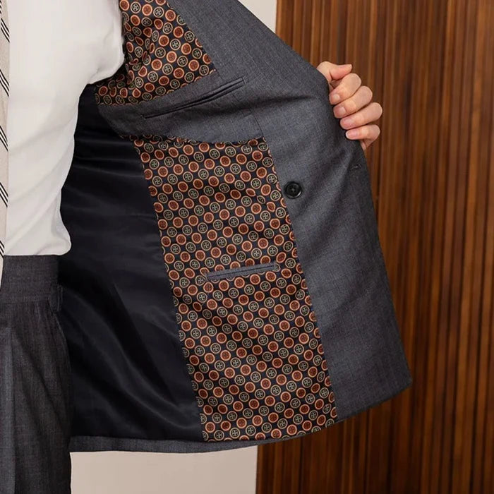 Costume Transpassado Peak Lapel Cinza