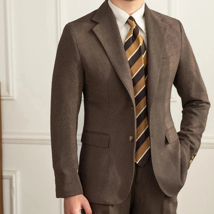 Costume Inglês Lapela Notched Marrom