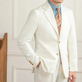 Costume Inglês Lapela Notched Branco