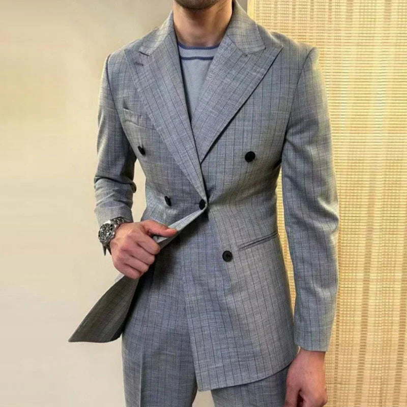 Blazer de abotoamento duplo com laço LS033
