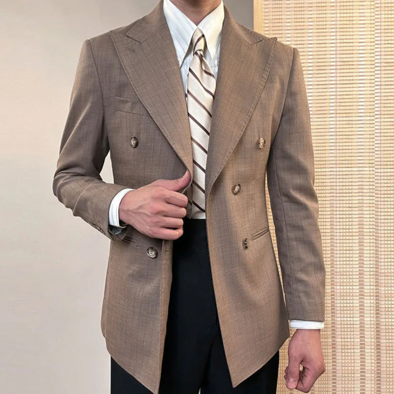 Blazer de abotoamento duplo com laço LS033